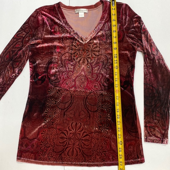 Christopher & Banks Velvet Velour Patterned Blouse - Picture 6 of 9